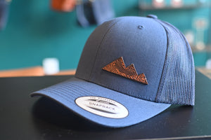 Topographic Mountain Leather Patch Hat