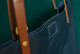 The Meadowsweet Tote - Navy with Buck Brown Handles