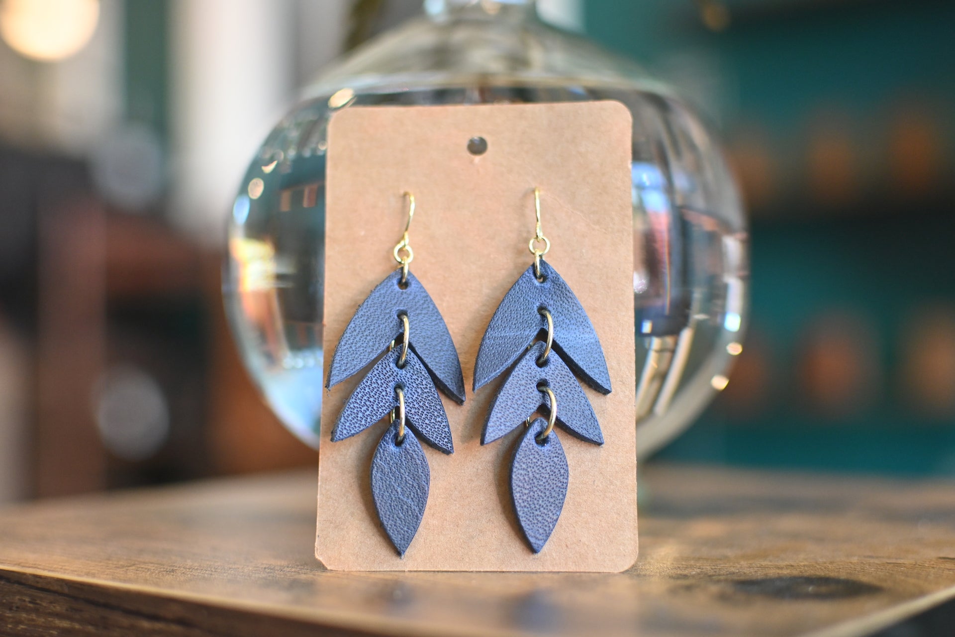 Leather Earrings Petal Design – Ansgar Leather Co - Main Image